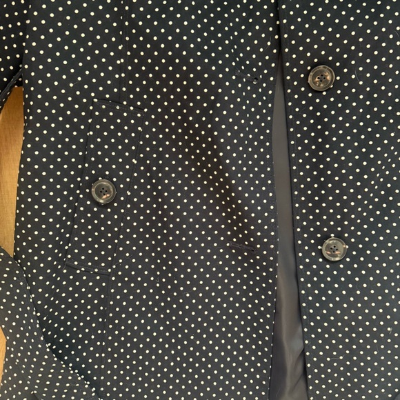 London Fog Navy Polka Dot Cotton and Spandex Trench Like / Rain Coat 🧥 - Picture 3 of 11